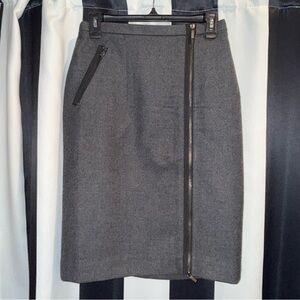 J. CREW • Number 2 - Wool Charcoal Pencil Skirt with Zipper Accents